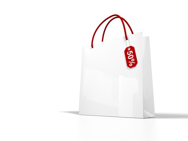 白色背景下的购物袋特写镜头图片下载