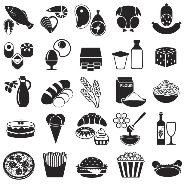 单色食物图标合集图片下载