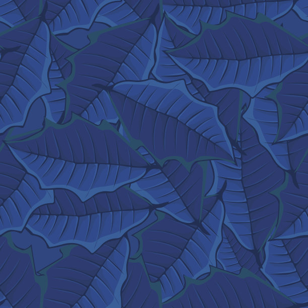 无缝背景的蓝色树叶。无缝模式。图片下载