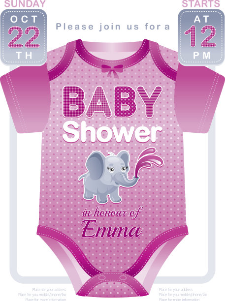 宝宝送礼会女孩邀请设计图片下载