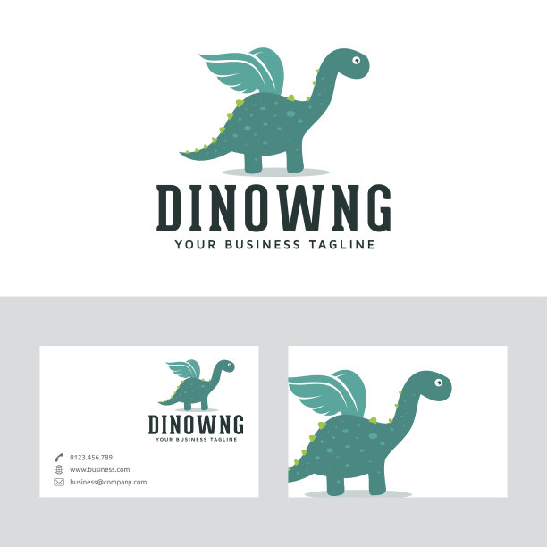 恐龙翅膀矢量标志与名片模板图片下载