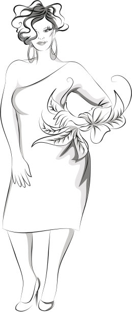 大码时装模特素描图片下载