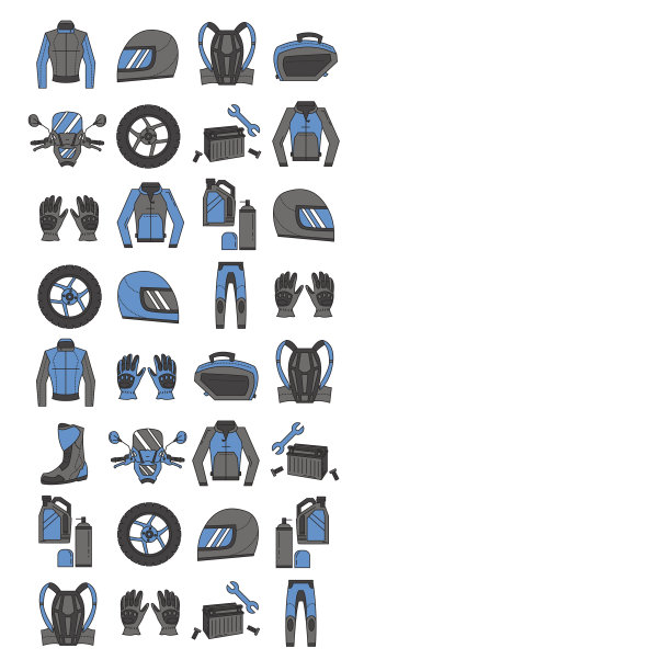 矢量集的线性摩托车图标图片下载