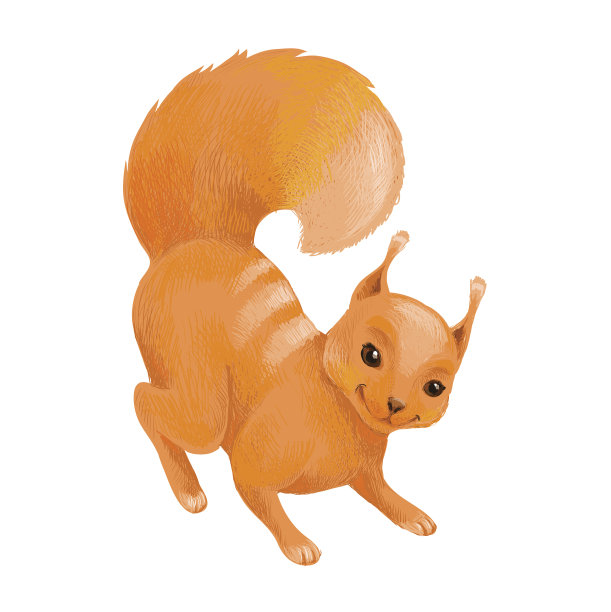 手绘的松鼠矢量素描，站着看哟图片下载