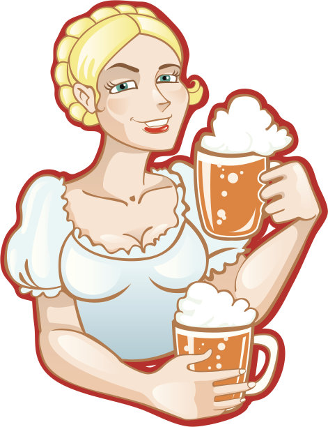拿着两杯啤酒的女孩图片下载