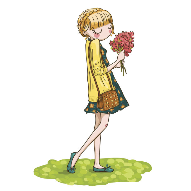 女孩拿着一束花图片下载