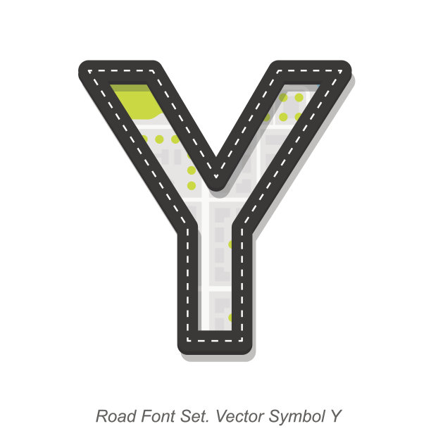 道路字体标志，符号Y，对象上的白色背景图片下载
