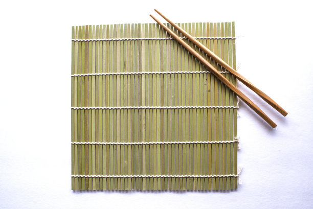深绿色竹筷垫图片下载