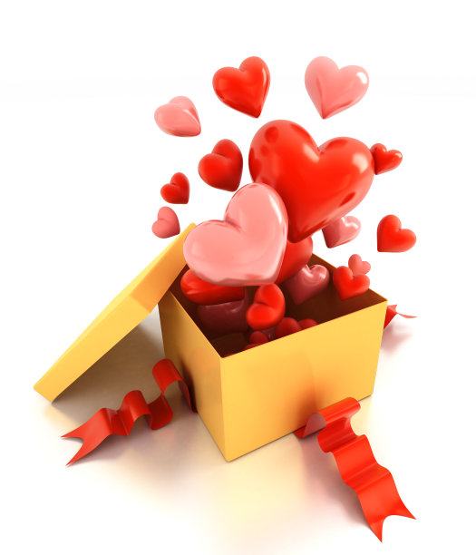 打开心形礼盒。图片下载