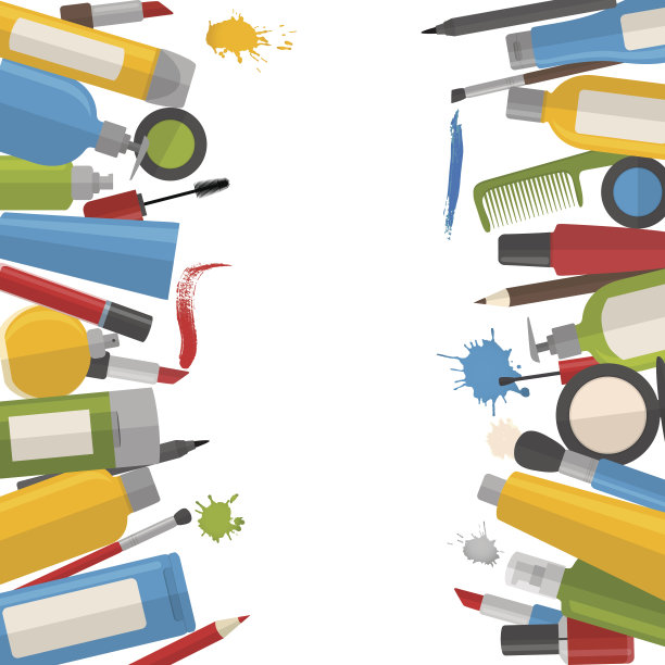 平式框架制成的化妆品图片下载