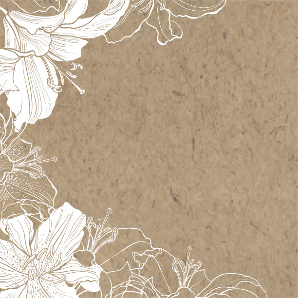 牛皮纸上有百合花背景。素材图片