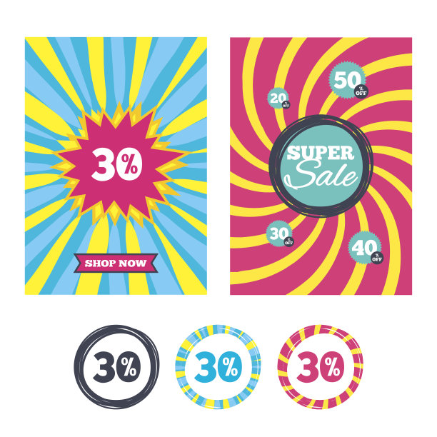 30%折扣标志图标。销售的象征。素材图片