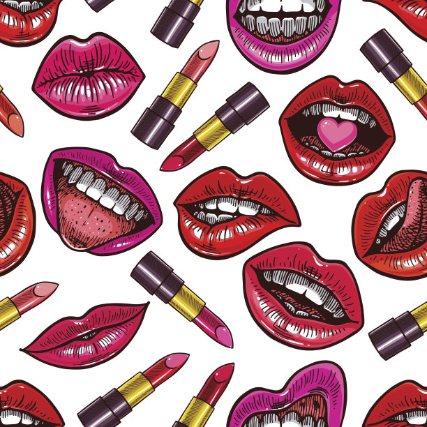 无缝的不同嘴唇和口红图片下载