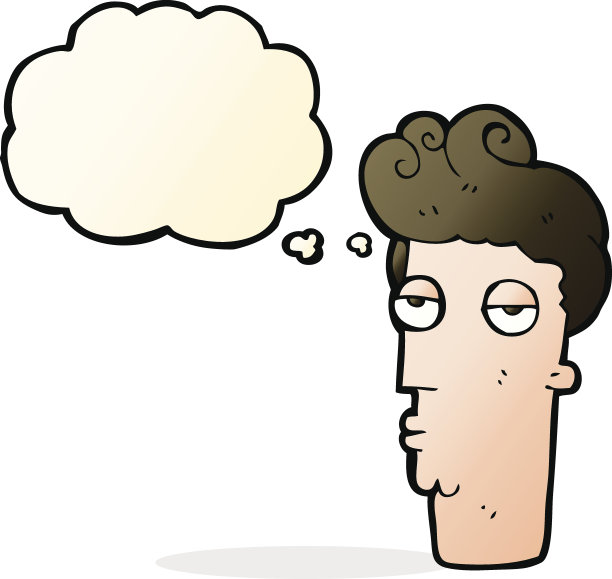 卡通无聊的男人脸上带着思想泡泡图片下载