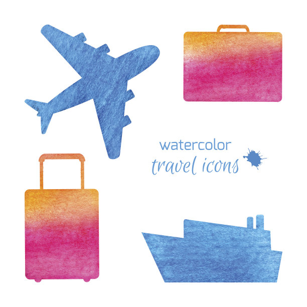 水彩旅行图标图片下载