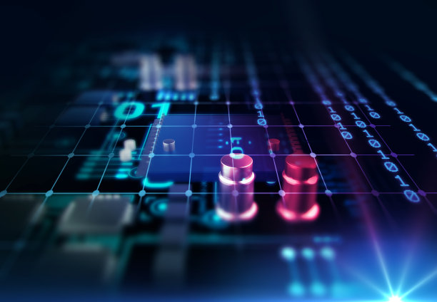 未来的蓝色电路板的3d渲染图片下载