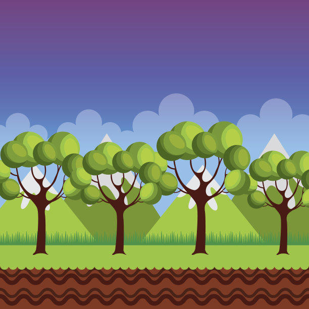 树木和山脉景观图片下载