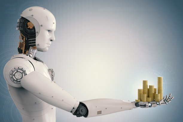 手持金币的机器人图片下载