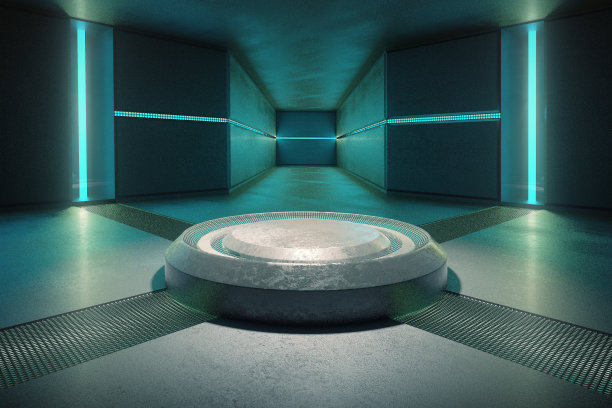 抽象的室内绿松石灯图片下载