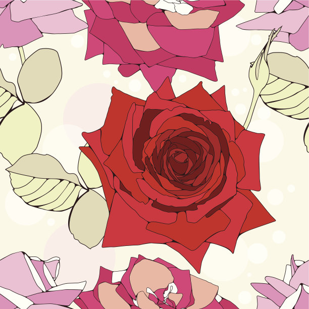 无缝图案与装饰玫瑰花。图片下载