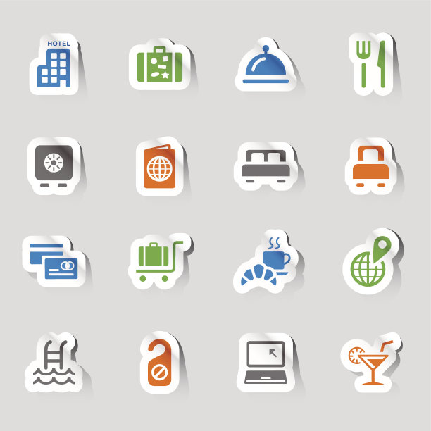 贴纸-酒店和度假村的图标图片下载