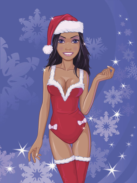 圣诞老人的女孩图片下载