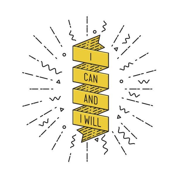 我可以而且愿意。励志矢量插图，励志名言平淡图片下载
