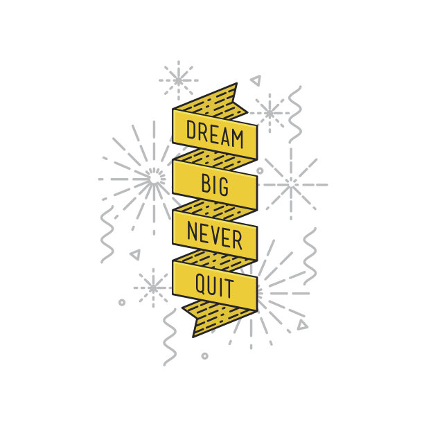 敢于梦想，永不放弃。励志矢量插图，励志名言平淡图片下载