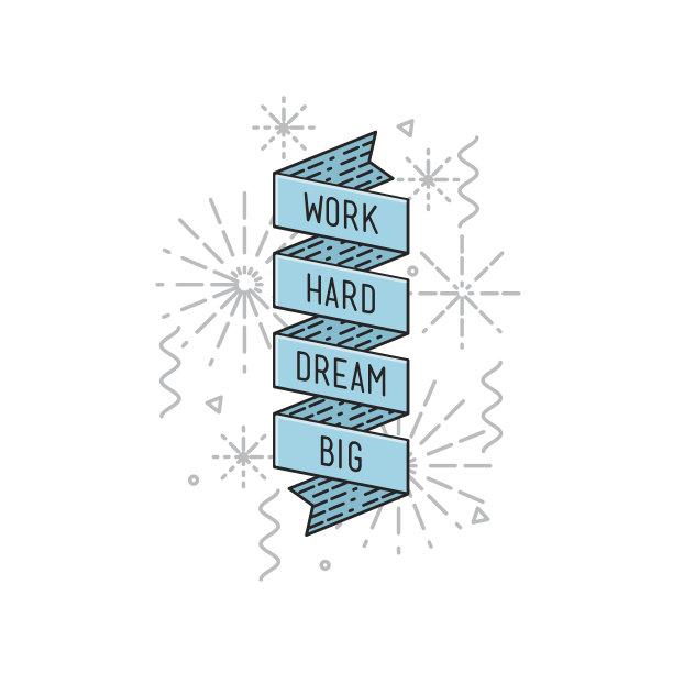 努力工作，梦想远大。励志矢量插图，励志名言平淡图片下载