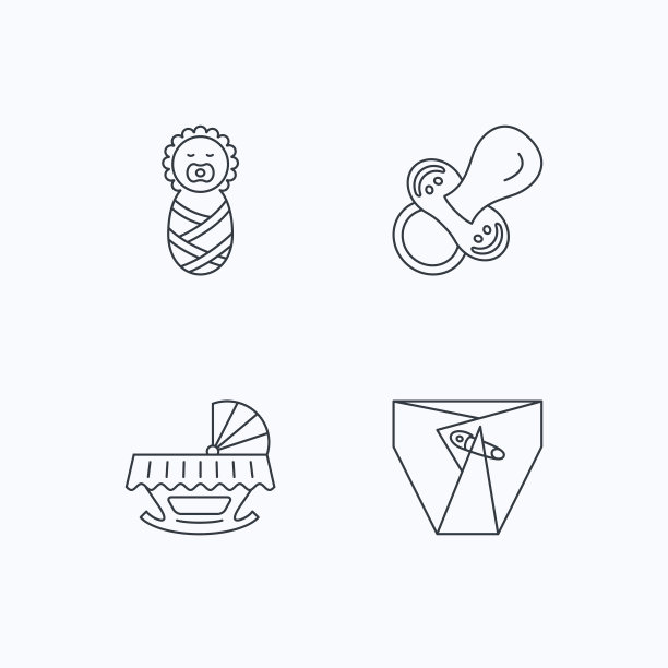 奶嘴，新生儿和尿布的图标。图片下载