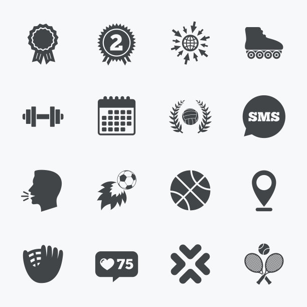 运动游戏，健身图标。足球,排球。图片下载