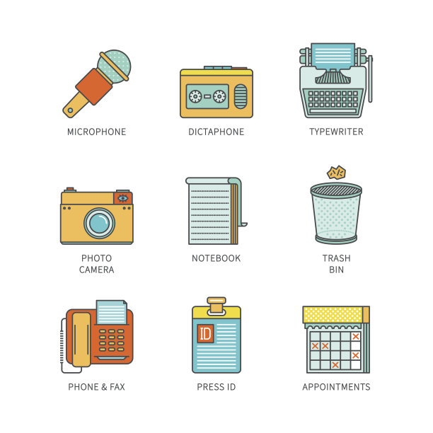 矢量最小线条艺术平面新闻图标图片下载