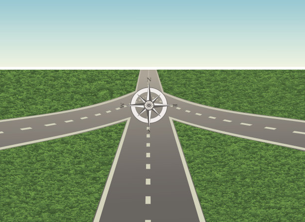 带指南针的路口插图图片下载