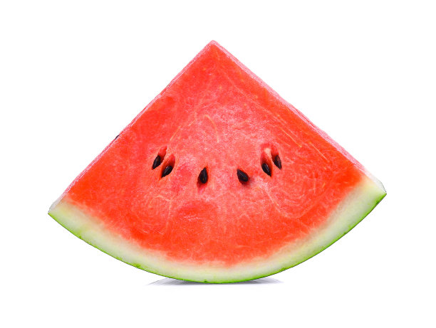 切片新鲜的西瓜孤立在白色的背景素材图片