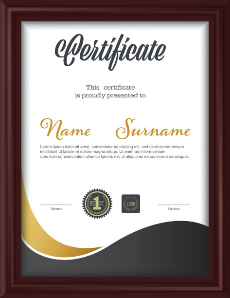 证书模板，字母大小的文凭，矢量插图图片下载