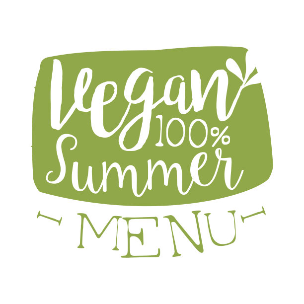 素食夏季菜单绿色标签，矢量插图图片下载