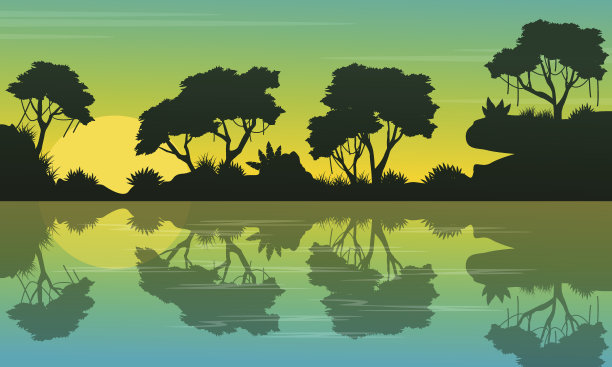 收集丛林美景景观剪影图片下载