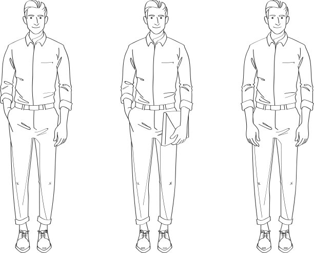 男士智能休闲线画插图图片下载