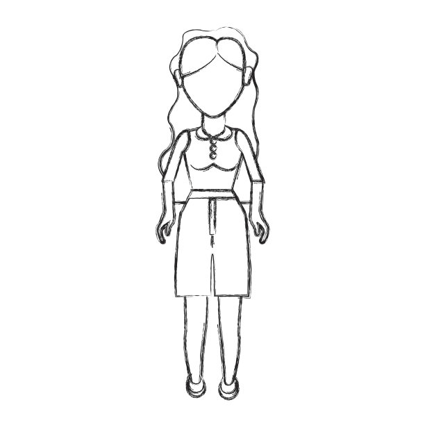 轮廓美丽的女人与衬衫和裙子图片下载