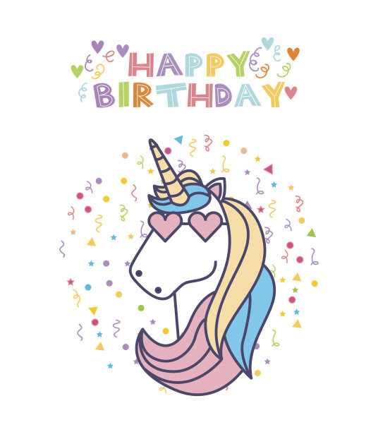 独角兽生日贺卡素材图片