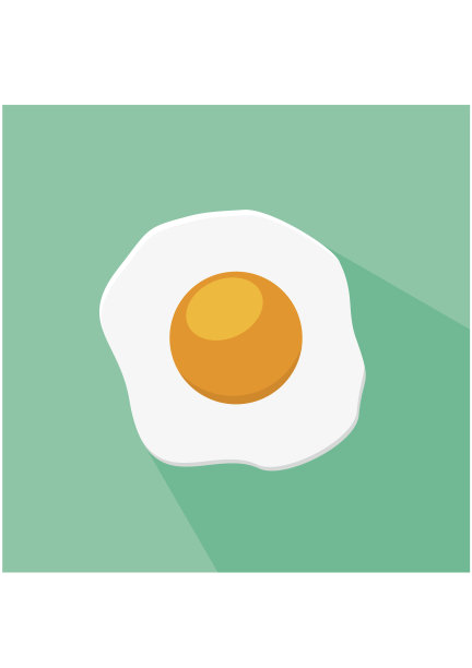 煎蛋早餐平面图标。午餐炒开胃，早上煮熟。图片下载