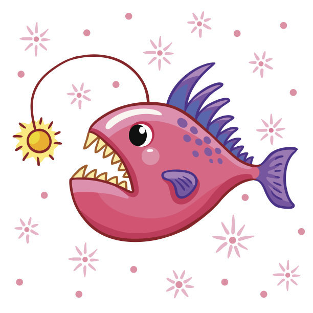 卡通琵琶鱼。图片下载