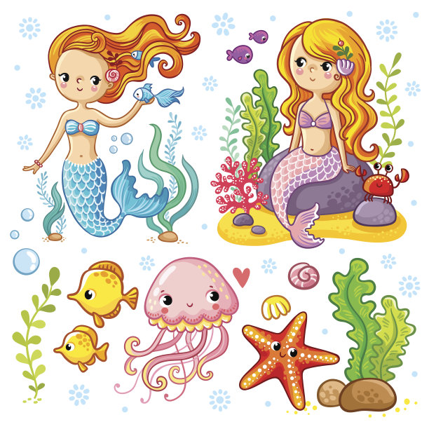 矢量设定在海洋主题。图片下载