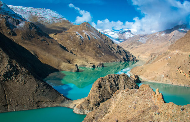 西藏羊卓湖碧绿的湖水素材图片