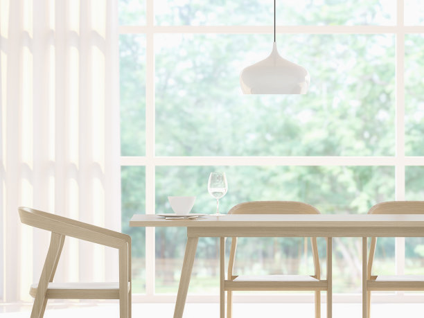 现代白色餐厅3d渲染图像素材图片