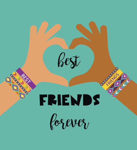 最好的朋友永远，快乐的友谊日海报设计，横幅，贺卡图片下载