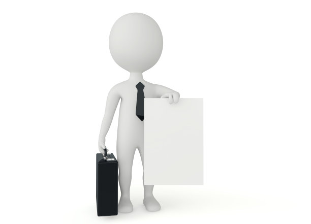 3d字符持有一个空白的广告牌图片下载