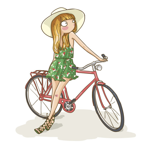 女孩的自行车图片下载