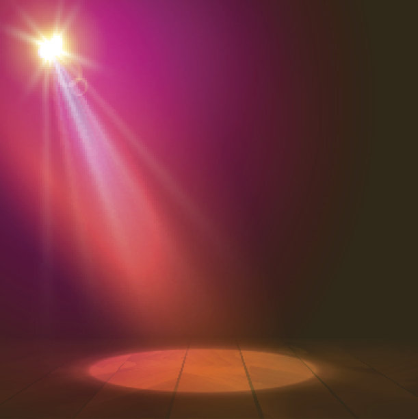 泛光灯照亮木质场景。矢量插图。图片下载