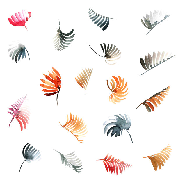 水彩叶组图片下载